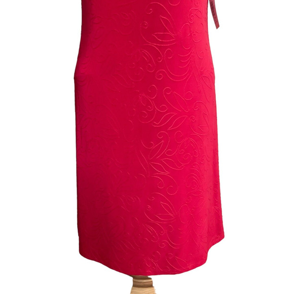 Tash + Sophie Women's Large Red Dress Sleeveless Embossed A-Line Made in USA New - Picture 11 of 11